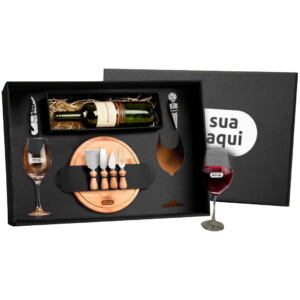 Kit queijo e vinho com espaço - 9 peças