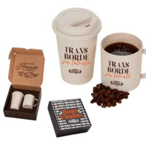 Kit Com Copo E Caneca Em Fibra De Bambu KT-90160